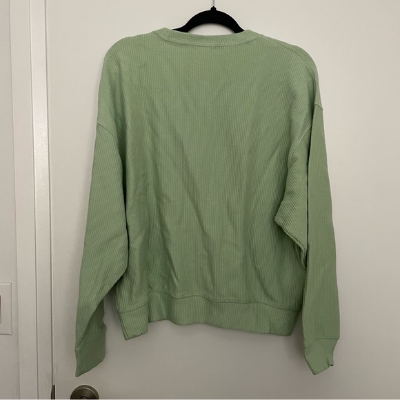 NWT VS Pink Heavyweight Rib Crew Sweatshirt - Lime Green - Picture 5 of 9
